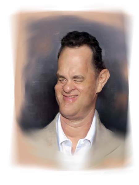 шарж на голливудского актера с высоким лбом на свадьбе