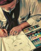 шаржист рисует девушку на свадьбе дом молодежи курам байрам