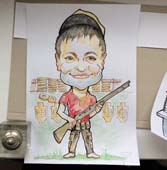 шарж спортивного стрелка в День защитника Отечества в Минске от шаржиста Мишеля, Михаила Шабалина