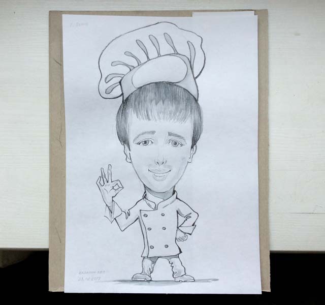 шарж повара на 23 февраля в Минске от шаржиста Мишеля, Михаила Шабалина