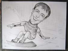 Шаржист на свадьбе.Шарж по фото парня на сноуборде в Минске и Калининграде