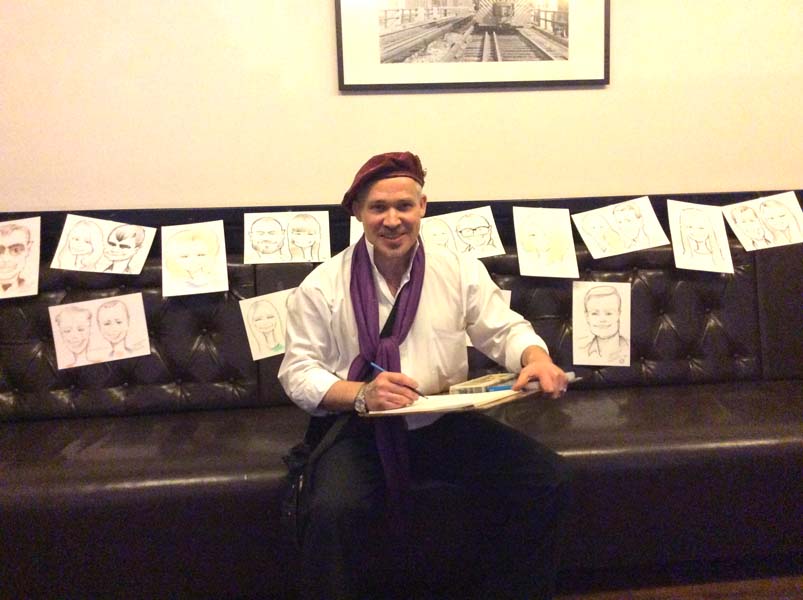 шаржист работает на свадьбе в ресторане Ньюмэн корпоратив